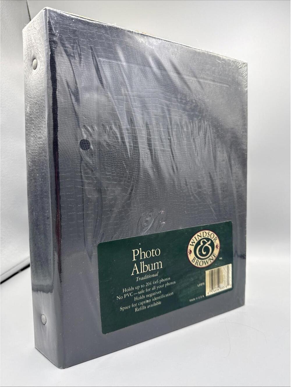 WINDSOR BROWNE Black Faux Crocodile Photo Album Binder 4" x 6" 204 Vintage